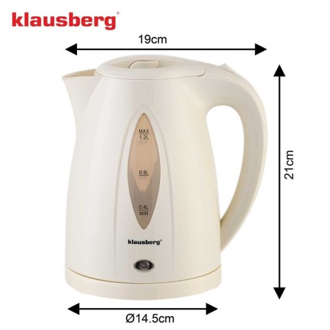CZAJNIK ELEKTRYCZNY 1,2L KLAUSBERG KB-9002 KREMOWY