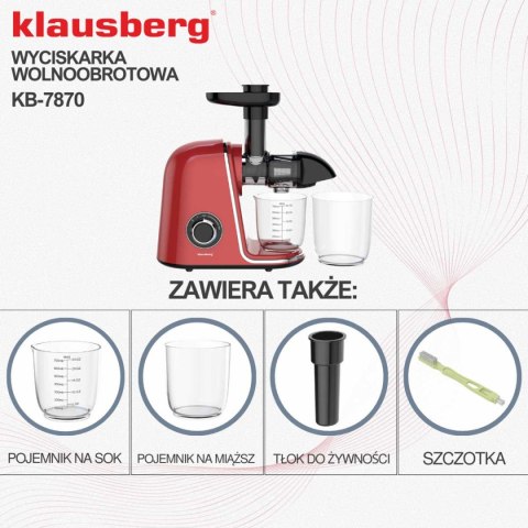 SOKOWIRÓWKA WYCISKARKA WOLNOOBROTOWA KLAUSBERG KB-7870