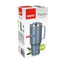 STALOWY KUBEK TERMICZNY TERMOS 1200ml Z RĄCZKĄ I SŁOMKĄ BANQUET TWAIN SZARY