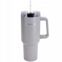 STALOWY KUBEK TERMICZNY TERMOS 1200ml Z RĄCZKĄ I SŁOMKĄ KM-2173