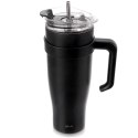 STALOWY KUBEK TERMICZNY TERMOS 1200ml Z RĄCZKĄ I SŁOMKĄ ORION 112284 CZARNY
