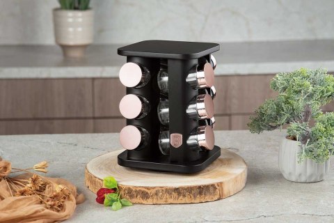 STOJAK OBROTOWY NA PRZYPRAWY 12 POJEMNIKÓW BERLINGER HAUS BH-8559 BLACK ROSE