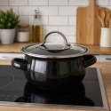 GARNEK EMALIOWANY 14cm Z POKRYWĄ BANQUET METALLIC BLACK 0,7L