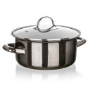 GARNEK EMALIOWANY 18cm 1,3L Z POKRYWĄ BANQUET METALLIC BLACK