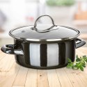 GARNEK EMALIOWANY 18cm 1,3L Z POKRYWĄ BANQUET METALLIC BLACK