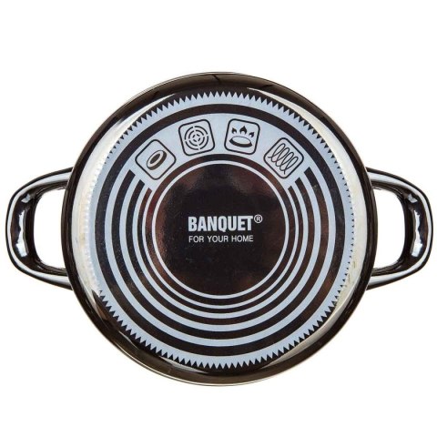 GARNEK EMALIOWANY 18cm 1,3L Z POKRYWĄ BANQUET METALLIC BLACK
