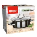 GARNEK EMALIOWANY 18cm 1,3L Z POKRYWĄ BANQUET METALLIC BLACK
