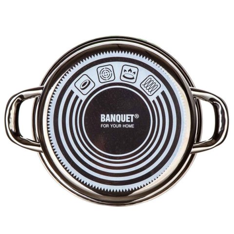 GARNEK EMALIOWANY 22cm 3,7L Z POKRYWĄ BANQUET METALLIC BLACK