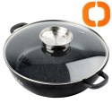 GARNEK GRANITOWY PŁASKI PATELNIA 3,3L 28cm Z POKRYWĄ Z AROMATYZEREM TERRUNA 199108