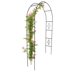 Pergola ogrodowa metalowa łuk uchwyt na róże kwiaty pnącza 240cm zielony