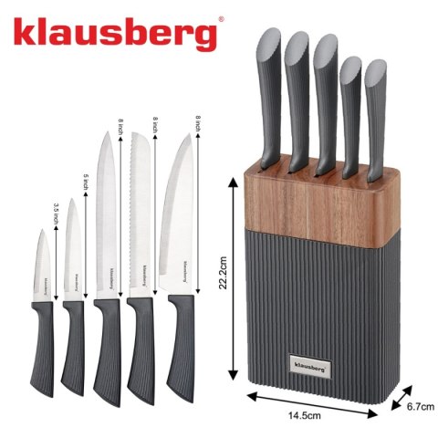 ZESTAW NOŻY W BLOKU AKACJOWYM KLAUSBERG KB-7979