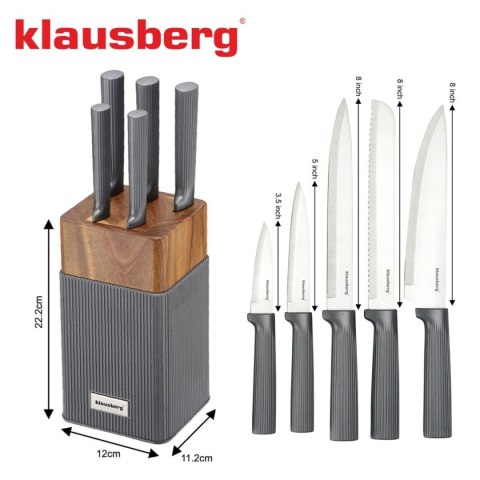 ZESTAW NOŻY W BLOKU AKACJOWYM KLAUSBERG KB-7982