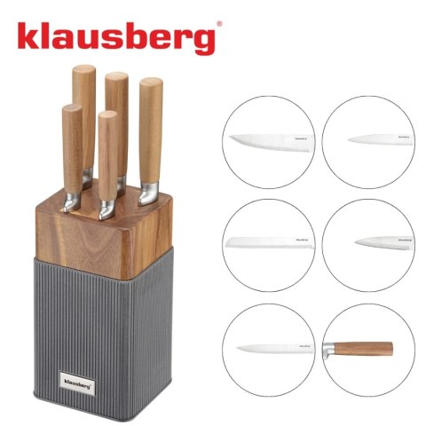 ZESTAW NOŻY W BLOKU AKACJOWYM KLAUSBERG KB-7983