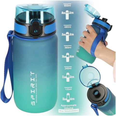 Butelka na wodę bidon z ustnikiem sportowy BPA FREE 600ml niebiesko-zielony