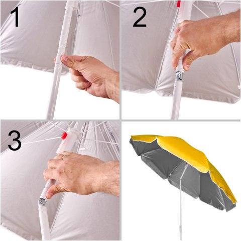 Parasol ogrodowy plażowy regulowany łamany składany UV 150cm żółty