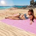 Mata plażowa wodoodporna koc piknikowy plażowy składany torba XXL 200x200cm różowa