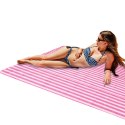 Mata plażowa wodoodporna koc piknikowy plażowy składany torba XXL 200x200cm różowa