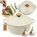 EMALIOWANY GARNEK ŻELIWNY 26cm 5L HAGE CREAM