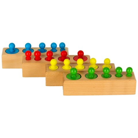Odważniki cylindry drewniane gra układanka montessori kolorowe