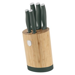 Noże kuchenne | Zestaw noży w bambusowym stojaku 5 el. BerlingerHaus Matte Green Collection BH-2757