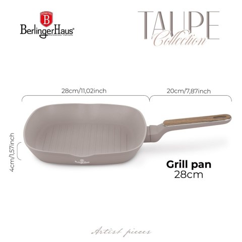 Patelnia 28 cm grillowa BerlingerHaus BH-8335 Taupe Nordic