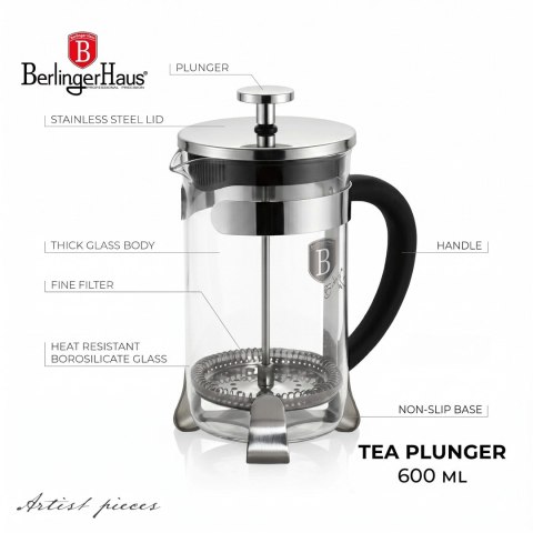 Zaparzacz do kawy i herbaty 600 ml. Black Silver Edition BerlingerHaus BH-1787