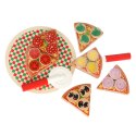Pizza drewniany zestaw do zabawy na rzep akcesoria łopatka nóż talerz nauka krojenia 20cm