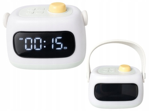 Lampka nocna led zegar cyfrowy budzik timer akumulatorowa regulacja