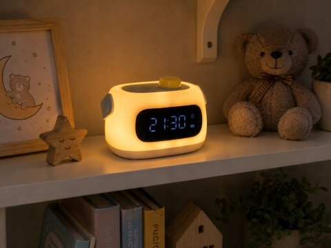 Lampka nocna led zegar cyfrowy budzik timer akumulatorowa regulacja