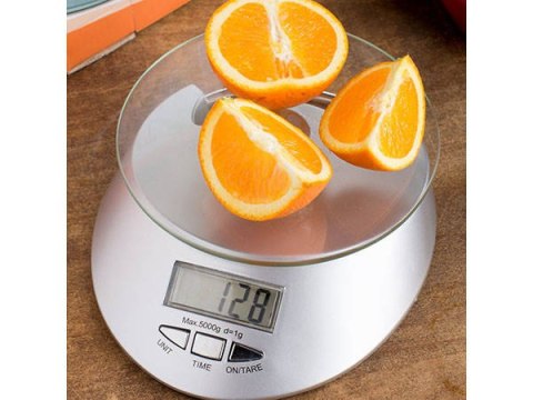 Elektroniczna waga kuchenna szklana 5kg / 1g zegar