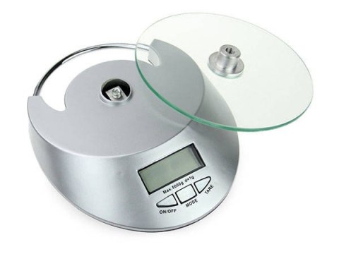 Elektroniczna waga kuchenna szklana 5kg / 1g zegar