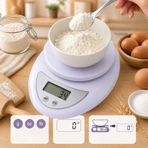 Elektroniczna waga kuchenna z wyświetlaczem 5 kg