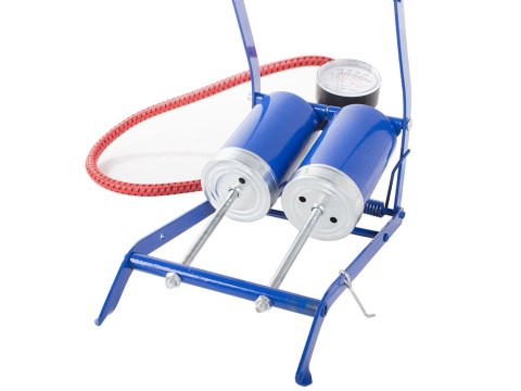 Pompka nożna samochodowa dwa tłoki rower końcówki