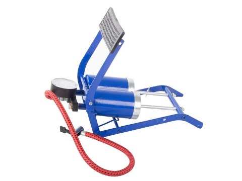 Pompka nożna samochodowa dwa tłoki rower końcówki