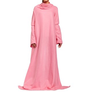 Koc z rękawami snuggie polarowy do czytania różowy