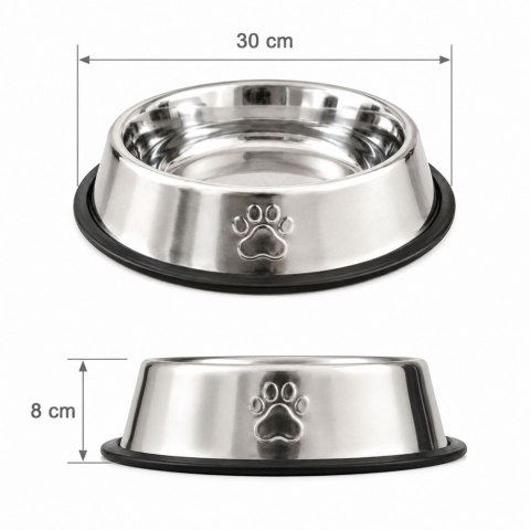 Miska metalowa dla psa kota srebrna na gumie 1,3l