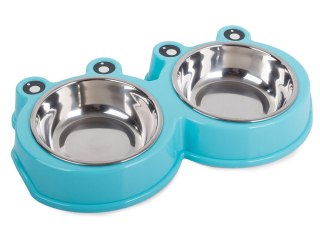 Miska podwójna dla psa kota metalowa 0,3l x 2