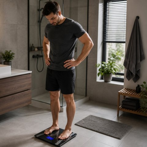 Analityczna waga łazienkowa 180kg szklana lcd