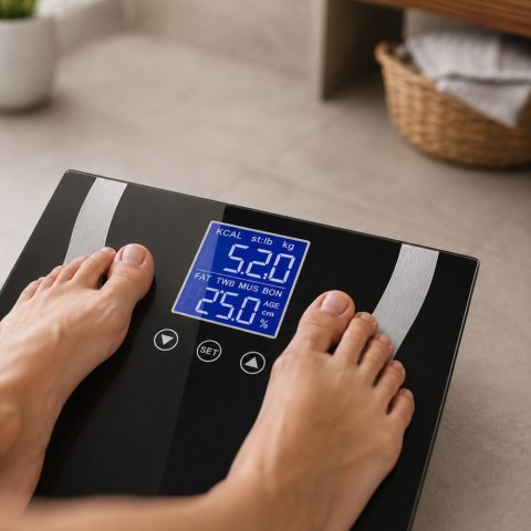 Analityczna waga łazienkowa 180kg szklana lcd