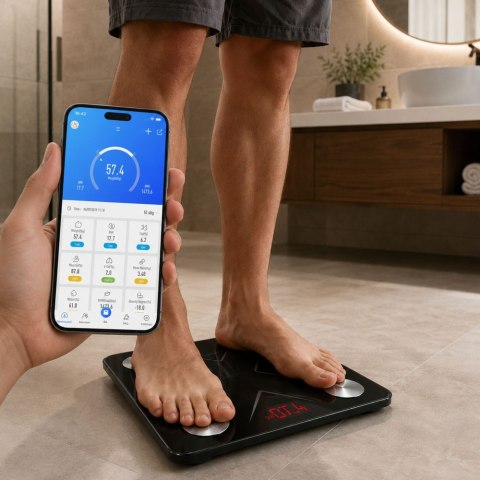 Analityczna waga łazienkowa bluetooth szklana lcd