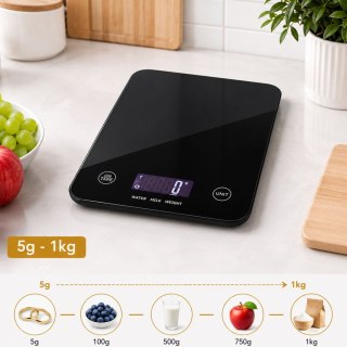 Elektroniczna waga kuchenna do 5 kg szklana lcd
