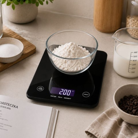 Elektroniczna waga kuchenna do 5 kg szklana lcd