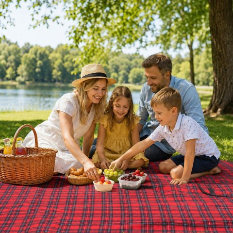 Koc piknikowy plażowy wodoodporny biwak plaża duży z izolacją xxl 150x200cm