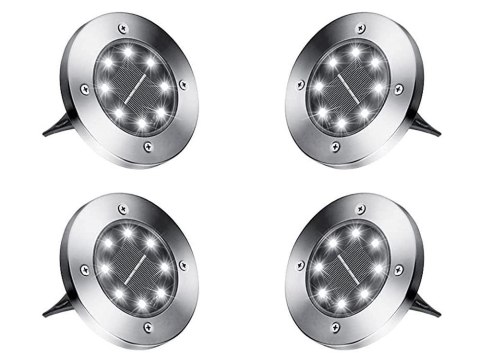 Lampki solarne gruntowe lampa ogrodowa 8 led 4 szt