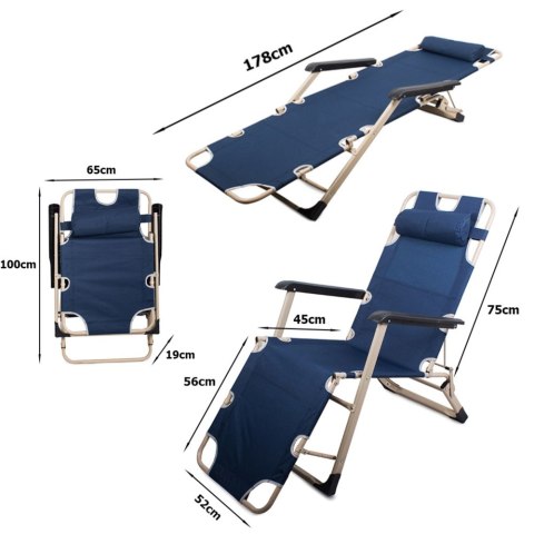 Leżk składany ogrodowy fotel plażowy zero gravity 2w1 krzesło turysytyczne