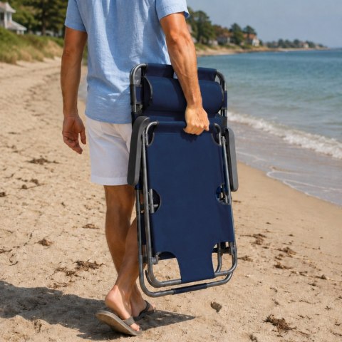 Leżk składany ogrodowy fotel plażowy zero gravity 2w1 krzesło turysytyczne