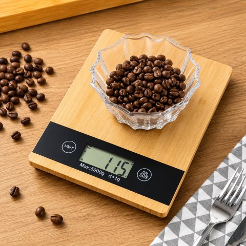 Waga kuchenna bambusowa elektroniczna lcd do 5 kg