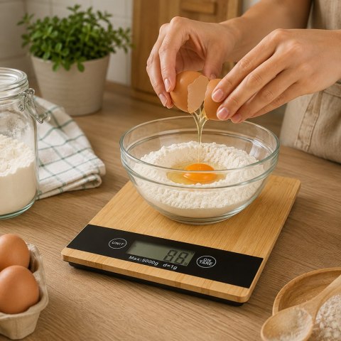 Waga kuchenna bambusowa elektroniczna lcd do 5 kg