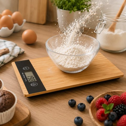 Waga kuchenna bambusowa elektroniczna lcd do 5 kg