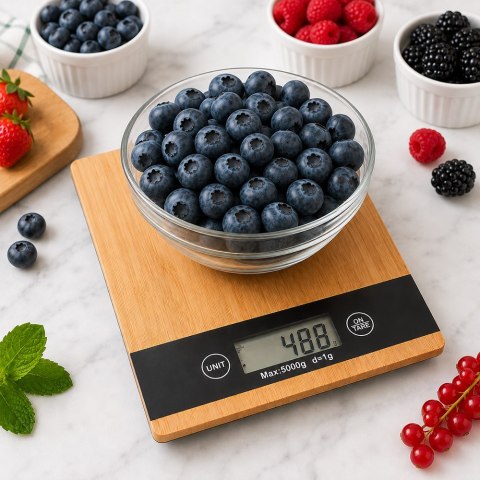 Waga kuchenna bambusowa elektroniczna lcd do 5 kg